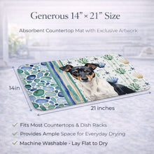 Load image into Gallery viewer, Black and White Rat Terrier Coastal Sea Glass Dish Drying Mat
