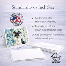 Load image into Gallery viewer, Black and White Rat Terrier Coastal Sea Glass Greeting Cards Pack of 8
