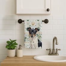 Load image into Gallery viewer, Black and White Rat Terrier Coastal Sea Glass Kitchen Towel