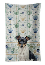 Load image into Gallery viewer, Black and White Rat Terrier Coastal Sea Glass Kitchen Towel
