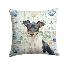 Load image into Gallery viewer, Black and White Rat Terrier Coastal Sea Glass Throw Pillow