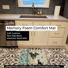 Load image into Gallery viewer, Black and White Rat Terrier Coastal Sea Glass Memory Foam Kitchen Mat