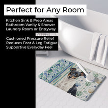 Load image into Gallery viewer, Black and White Rat Terrier Coastal Sea Glass Memory Foam Kitchen Mat