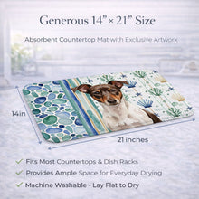 Load image into Gallery viewer, Chocolate and White Rat Terrier Coastal Sea Glass Dish Drying Mat