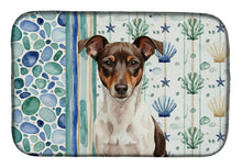 Load image into Gallery viewer, Chocolate and White Rat Terrier Coastal Sea Glass Dish Drying Mat
