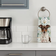Load image into Gallery viewer, Chocolate and White Rat Terrier Coastal Sea Glass Kitchen Towel