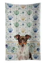 Load image into Gallery viewer, Chocolate and White Rat Terrier Coastal Sea Glass Kitchen Towel