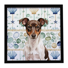 Load image into Gallery viewer, Chocolate and White Rat Terrier Coastal Sea Glass Framed Metal Print