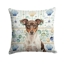 Load image into Gallery viewer, Chocolate and White Rat Terrier Coastal Sea Glass Throw Pillow