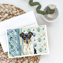 Load image into Gallery viewer, Tricolor Rat Terrier Coastal Sea Glass Greeting Cards Pack of 8