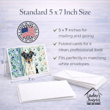 Load image into Gallery viewer, Tricolor Rat Terrier Coastal Sea Glass Greeting Cards Pack of 8