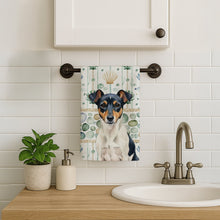 Load image into Gallery viewer, Tricolor Rat Terrier Coastal Sea Glass Kitchen Towel