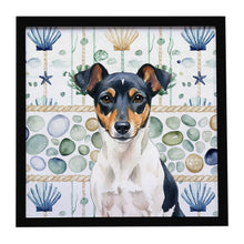 Load image into Gallery viewer, Tricolor Rat Terrier Coastal Sea Glass Framed Metal Print