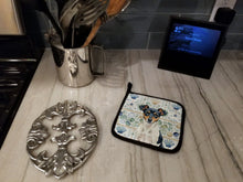 Load image into Gallery viewer, Tricolor Rat Terrier Coastal Sea Glass Pair of Pot Holders