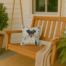 Load image into Gallery viewer, Tricolor Rat Terrier Coastal Sea Glass Throw Pillow