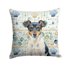Load image into Gallery viewer, Tricolor Rat Terrier Coastal Sea Glass Throw Pillow