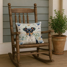 Load image into Gallery viewer, Tricolor Rat Terrier Coastal Sea Glass Throw Pillow