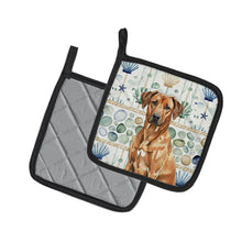 Load image into Gallery viewer, Rhodesian Ridgeback Coastal Sea Glass Pair of Pot Holders