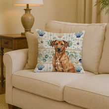 Load image into Gallery viewer, Rhodesian Ridgeback Coastal Sea Glass Throw Pillow