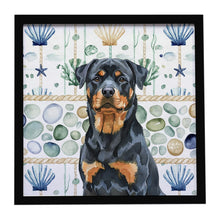 Load image into Gallery viewer, Rottweiler Coastal Sea Glass Framed Metal Print