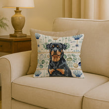Load image into Gallery viewer, Rottweiler Coastal Sea Glass Throw Pillow