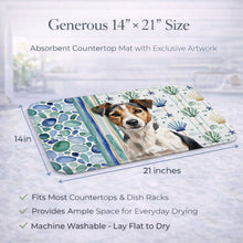 Load image into Gallery viewer, Tricolor Russell Terrier Coastal Sea Glass Dish Drying Mat