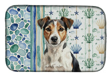 Load image into Gallery viewer, Tricolor Russell Terrier Coastal Sea Glass Dish Drying Mat