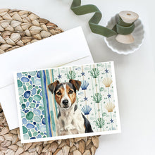Load image into Gallery viewer, Tricolor Russell Terrier Coastal Sea Glass Greeting Cards Pack of 8