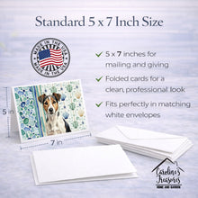 Load image into Gallery viewer, Tricolor Russell Terrier Coastal Sea Glass Greeting Cards Pack of 8
