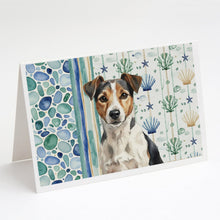 Load image into Gallery viewer, Tricolor Russell Terrier Coastal Sea Glass Greeting Cards Pack of 8
