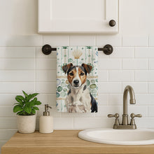 Load image into Gallery viewer, Tricolor Russell Terrier Coastal Sea Glass Kitchen Towel