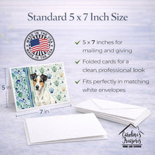 Load image into Gallery viewer, White with Black Markings Russell Terrier Coastal Sea Glass Greeting Cards Pack of 8