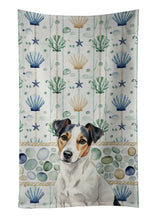 Load image into Gallery viewer, White with Black Markings Russell Terrier Coastal Sea Glass Kitchen Towel