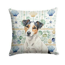 Load image into Gallery viewer, White with Black Markings Russell Terrier Coastal Sea Glass Throw Pillow