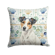 Load image into Gallery viewer, White with Black Markings Russell Terrier Coastal Sea Glass Throw Pillow