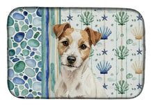 Load image into Gallery viewer, White with Tan Markings Russell Terrier Coastal Sea Glass Dish Drying Mat