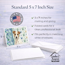 Load image into Gallery viewer, White with Tan Markings Russell Terrier Coastal Sea Glass Greeting Cards Pack of 8