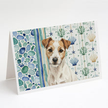 Load image into Gallery viewer, White with Tan Markings Russell Terrier Coastal Sea Glass Greeting Cards Pack of 8