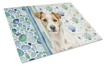 Load image into Gallery viewer, White with Tan Markings Russell Terrier Coastal Sea Glass Glass Cutting Board