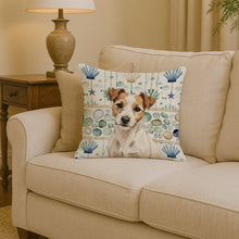 Load image into Gallery viewer, White with Tan Markings Russell Terrier Coastal Sea Glass Throw Pillow