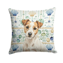 Load image into Gallery viewer, White with Tan Markings Russell Terrier Coastal Sea Glass Throw Pillow