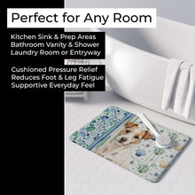 Load image into Gallery viewer, White with Tan Markings Russell Terrier Coastal Sea Glass Memory Foam Kitchen Mat