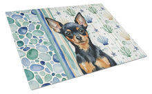 Load image into Gallery viewer, Black and Tan Russian Toy Coastal Sea Glass Glass Cutting Board