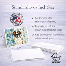 Load image into Gallery viewer, Brindle and White Saint Bernard Coastal Sea Glass Greeting Cards Pack of 8
