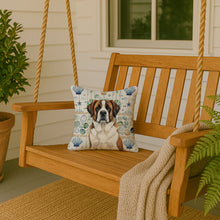 Load image into Gallery viewer, Brindle and White Saint Bernard Coastal Sea Glass Throw Pillow