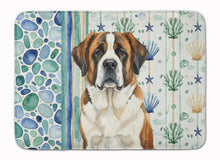 Load image into Gallery viewer, Brindle and White Saint Bernard Coastal Sea Glass Memory Foam Kitchen Mat