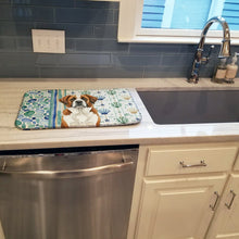 Load image into Gallery viewer, Brown and White Saint Bernard Coastal Sea Glass Dish Drying Mat