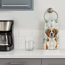 Load image into Gallery viewer, Brown and White Saint Bernard Coastal Sea Glass Kitchen Towel