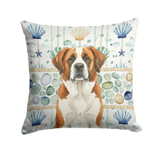 Load image into Gallery viewer, Brown and White Saint Bernard Coastal Sea Glass Throw Pillow
