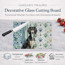 Load image into Gallery viewer, Black and Tan Saluki Coastal Sea Glass Glass Cutting Board